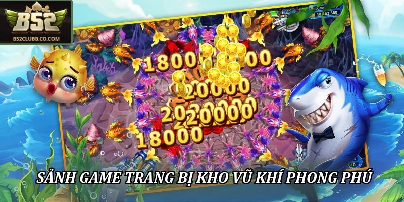 Sảnh game trang bị kho vũ khí phong phú